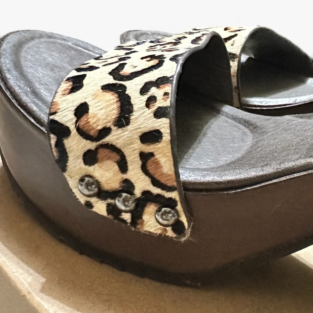 Naked Feet Oro Platform Sandal Bone Leopard Stamped Calf Hair Leather 8.5 - Picture 6 of 9